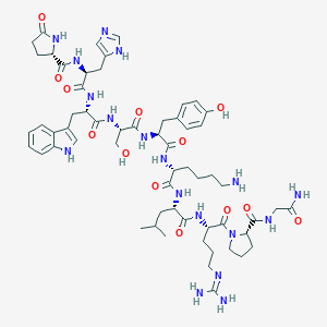 molecular formula C59H84N18O13 B137889 Pyr-his-trp-ser-tyr-D-lys-leu-arg-pro-gly-NH2 CAS No. 130751-49-4