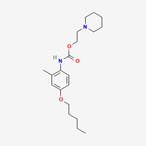 molecular formula C20H32N2O3 B13788943 Carbanilic acid, 2-methyl-4-(pentyloxy)-, 2-piperidinoethyl ester CAS No. 63986-46-9