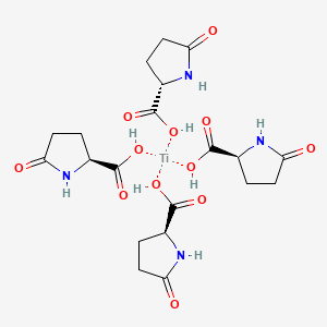 molecular formula C20H28N4O12Ti B13789172 Tetrakis(5-oxo-L-prolinato-N1,O2)titanium CAS No. 85994-35-0