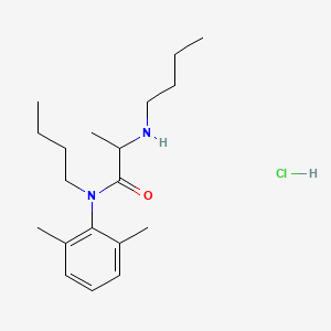 molecular formula C19H33ClN2O B13789189 N-Butyl-2-(butylamino)-2',6'-propionoxylidide hydrochloride CAS No. 78218-43-6