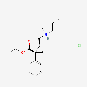 molecular formula C18H28ClNO2 B13789203 Cyclopropanecarboxylic acid, 2-((butylmethylamino)methyl)-1-phenyl-, ethyl ester, monohydrochloride, cis- CAS No. 85467-56-7