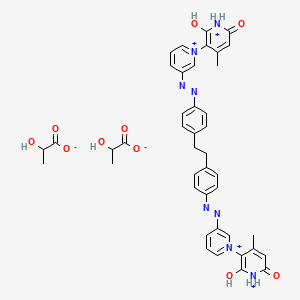 molecular formula C42H44N8O10+2 B13789289 6-hydroxy-5-[3-[[4-[2-[4-[[1-(2-hydroxy-4-methyl-6-oxo-1H-pyridin-1-ium-3-yl)pyridin-1-ium-3-yl]diazenyl]phenyl]ethyl]phenyl]diazenyl]pyridin-1-ium-1-yl]-4-methyl-1H-pyridin-1-ium-2-one;2-hydroxypropanoate CAS No. 71032-99-0