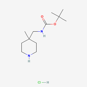 molecular formula C12H25ClN2O2 B1378934 4-(Boc-aminomethyl)-4-methylpiperidine hydrochloride CAS No. 1523618-21-4