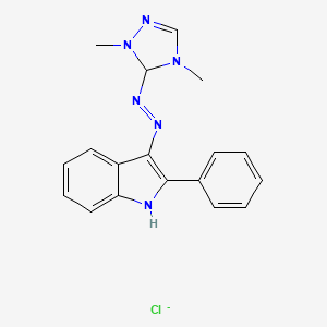 molecular formula C18H18ClN6- B13789475 1H-1,2,4-Triazolium, 1,4-dimethyl-5-((2-phenyl-1H-indol-3-yl)azo)-, chloride CAS No. 84788-01-2