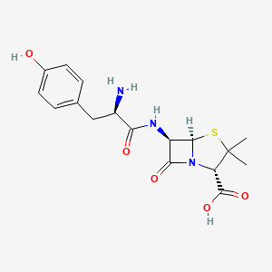 molecular formula C17H21N3O5S B13789522 (2S,5R,6R)-6-[[(2R)-Amino-3-(4-hydroxyphenyl)-1-oxopropyl]amino]-3,3-dimethyl-7-oxo-4-thia-1-azabicylco[3.2.O]heptaine-2-carboxylic acid 