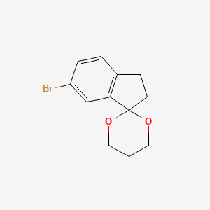 molecular formula C12H13BrO2 B13789578 6-Bromo-1,1-(propylenedioxo)-indane 