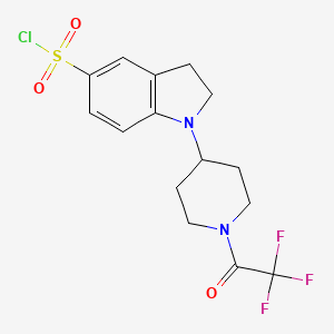 molecular formula C15H16ClF3N2O3S B13789711 1-[1-(Trifluoroacetyl)piperidin-4-yl]indoline-5-sulfonyl chloride CAS No. 935534-42-2