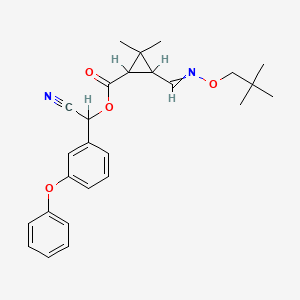 molecular formula C26H30N2O4 B13789753 Cyclopropanecarboxylic acid, 3-(((2,2-dimethylpropoxy)imino)methyl)-2,2-dimethyl-, cyano(3-phenoxyphenyl)methyl ester CAS No. 79616-20-9