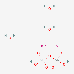 molecular formula H8K2O10Sb2 B13789890 Dipotassium;hydroxy-[hydroxy(oxido)stiboryl]oxystibinate;trihydrate 