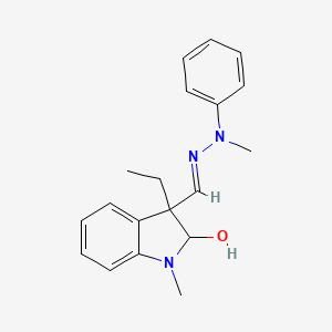 molecular formula C19H23N3O B13789895 2-Hydroxy-1,3,3-trimethylindoline-3-carbaldehyde methylphenylhydrazone CAS No. 83949-74-0