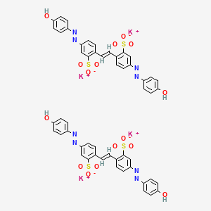 molecular formula C52H36K4N8O16S4 B13789933 Tetrapotassium 4,4'-bis[(4-hydroxyphenyl)azo]stilbene-2,2'-disulfonate 