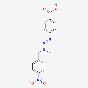 molecular formula C15H14N4O4 B13789970 p-(3-Methyl-3-(p-nitrobenzyl)-1-triazeno)benzoic acid CAS No. 65542-15-6