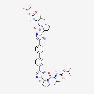 Propan-2-yl N-[(2S)-3-methyl-1-[(2S)-2-[5-[4-[4-[2-[(2S)-1-[(2S)-3-methyl-2-(propan-2-yloxycarbonylamino)butanoyl]pyrrolidin-2-yl]-1H-imidazol-5-yl]phenyl]phenyl]-1H-imidazol-2-yl]pyrrolidin-1-yl]-1-oxobutan-2-yl]carbamate