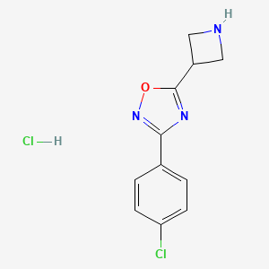 molecular formula C11H11Cl2N3O B1379004 5-Azetidin-3-yl-3-(4-chlorophenyl)-1,2,4-oxadiazole hydrochloride CAS No. 1426291-15-7