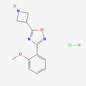 molecular formula C12H14ClN3O2 B1379005 5-Azetidin-3-yl-3-(2-methoxyphenyl)-1,2,4-oxadiazole hydrochloride CAS No. 1426291-17-9