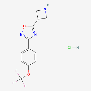 molecular formula C12H11ClF3N3O2 B1379006 5-Azetidin-3-yl-3-[4-(trifluoromethoxy)phenyl]-1,2,4-oxadiazole hydrochloride CAS No. 1426291-50-0