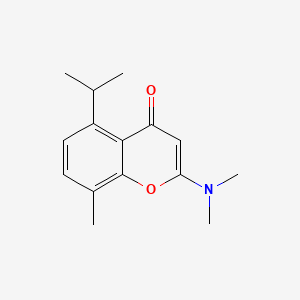 molecular formula C15H19NO2 B13790065 4H-1-Benzopyran-4-one, 2-(dimethylamino)-5-(1-methylethyl)-8-methyl- CAS No. 64965-13-5
