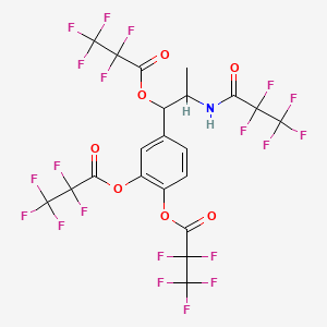 molecular formula C21H9F20NO7 B13790079 Bis(2,2,3,3,3-pentafluoropropanoic acid)4-[1-(2,2,3,3,3-pentafluoro-1-oxopropoxy)-2-[(2,2,3,3,3-pentafluoro-1-oxopropyl)amino]propyl]-1,2-phenylene ester CAS No. 74231-48-4