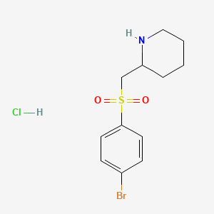 molecular formula C12H17BrClNO2S B1379008 2-([(4-Bromophenyl)sulfonyl]methyl)piperidine hydrochloride CAS No. 1864015-70-2