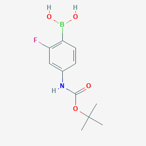 molecular formula C11H15BFNO4 B1379028 (4-((tert-Butoxycarbonyl)amino)-2-fluorophenyl)boronic acid CAS No. 1415960-56-3