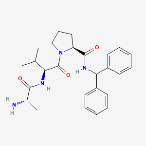molecular formula C26H34N4O3 B13790366 L-Alanyl-L-valyl-N-(diphenylmethyl)-L-prolinamide 