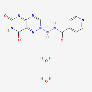 molecular formula C11H12N8O5 B13790498 Isonicotinic acid, 2-(6,8-dioxo-5,6,7,8-tetrahydropyrimido(4,5-e)-as-triazin-3-yl)hydrazide, dihydrate CAS No. 80761-64-4