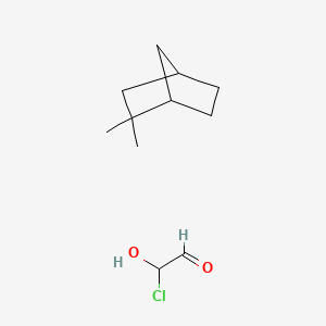 molecular formula C11H19ClO2 B13790544 2-Chloro-2-hydroxyacetaldehyde;2,2-dimethylbicyclo[2.2.1]heptane 