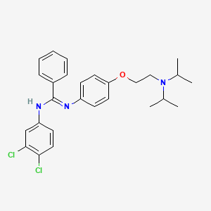 molecular formula C27H31Cl2N3O B13790575 N-(3,4-dichlorophenyl)-N'-[4-[2-[di(propan-2-yl)amino]ethoxy]phenyl]benzenecarboximidamide 