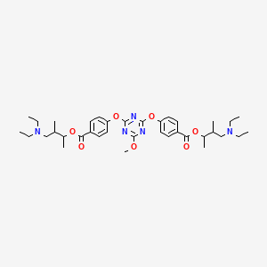molecular formula C36H51N5O7 B13790627 Benzoic acid, 4,4'-((6-methoxy-1,3,5-triazine-2,4-diyl)bis(oxy))bis-, bis(3-(diethylamino)-1,2-dimethylpropyl) ester CAS No. 85826-22-8