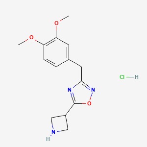 molecular formula C14H18ClN3O3 B1379065 5-Azetidin-3-yl-3-(3,4-dimethoxybenzyl)-1,2,4-oxadiazole hydrochloride CAS No. 1426291-39-5