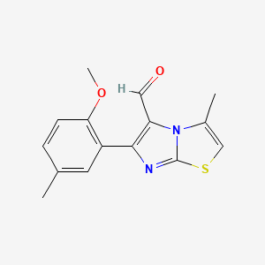 molecular formula C15H14N2O2S B13790723 6-(2-Methoxy-5-methylphenyl)-3-methylimidazo[2,1-B]thiazole-5-carboxaldehyde 