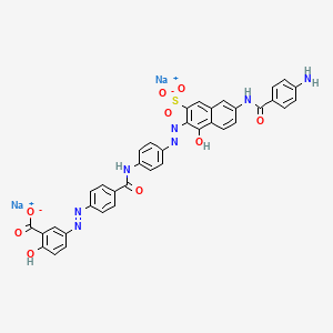 molecular formula C37H25N7Na2O9S B13790740 Disodium 5-((4-(((4-((6-((4-aminobenzoyl)amino)-1-hydroxy-3-sulphonato-2-naphthyl)azo)phenyl)amino)carbonyl)phenyl)azo)salicylate CAS No. 6661-26-3