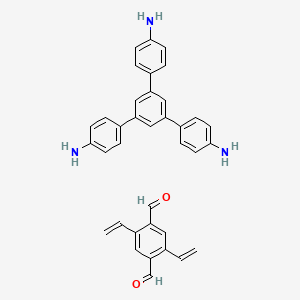 molecular formula C36H31N3O2 B13790781 4-[3,5-Bis(4-aminophenyl)phenyl]aniline;2,5-bis(ethenyl)terephthalaldehyde 