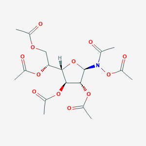 molecular formula C18H25NO12 B13790805 Acetamide,N-(acetyloxy)-N-(2,3,5,6-tetra-O-acetyl-SS-D-galactofuranosyl)- CAS No. 85339-16-8