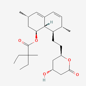 molecular formula C26H40O5 B13790821 Butanoic acid,2-ethyl-2-methyl-,1,2,3,7,8,8a-hexahydro-3,7-dimethyl-8-[2-(tetrahydro-4-hydroxy-6-oxo-2H-pyran-2-yl)ethyl]-1-naphthalenylester,[1s-[1a,3a,7b,8b(2s*,4s*),8ab]]-(9ci) 