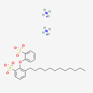 molecular formula C24H34O7S2.2H3N<br>C24H40N2O7S2 B13790898 Benzenesulfonic acid, dodecyl(sulfophenoxy)-, diammonium salt CAS No. 67968-24-5