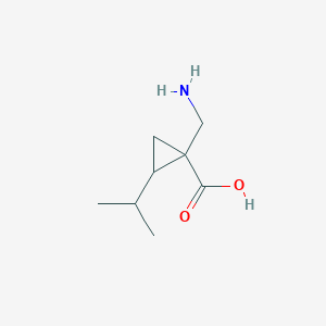 molecular formula C8H15NO2 B13791026 1-(Aminomethyl)-2-propan-2-ylcyclopropane-1-carboxylic acid CAS No. 724772-95-6