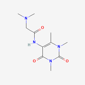 molecular formula C11H18N4O3 B13791044 Acetamide, 2-(dimethylamino)-N-(2,4-dioxo-1,3,6-trimethyl-1,2,3,4-tetrahydro-5-pyrimidinyl)- CAS No. 97703-23-6