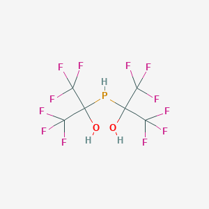 molecular formula C6H3F12O2P B13791068 1,1,1,3,3,3-Hexafluoro-2-(2,2,2-trifluoro-1-hydroxy-1-(trifluoromethyl)ethylphosphanyl)propan-2-OL 