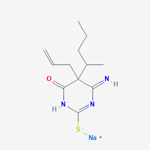 molecular formula C12H18N3NaOS B13791168 5-Allyl-5,6-dihydro-6-imino-5-(1-methylbutyl)-2-sodiothio-4(3H)-pyrimidinone CAS No. 64058-16-8