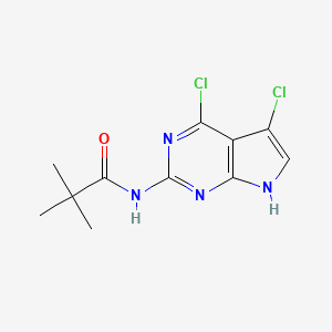 molecular formula C11H12Cl2N4O B13791215 N-(4,5-dichloro-7H-pyrrolo[2,3-d]pyrimidin-2-yl)-2,2-dimethylpropanamide 