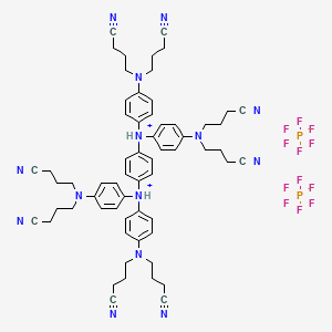 molecular formula C62H70F12N14P2 B13791253 N,N,N'',N''-Tetrakis[4-bis(3-cyanopropyl)aminophenyl]-P-phenylenediaminium dihexafluorophosphate CAS No. 253267-46-8