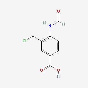molecular formula C9H8ClNO3 B13791262 Benzoic acid, 3-(chloromethyl)-4-(formylamino)- CAS No. 73348-41-1