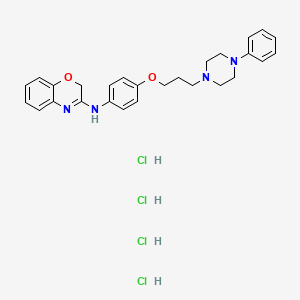 molecular formula C27H34Cl4N4O2 B13791274 2H-1,4-Benzoxazin-3-amine, N-(3-(3-(4-phenyl-1-piperazinyl)propoxy)phenyl)-, tetrahydrochloride CAS No. 85868-63-9