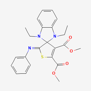 molecular formula C24H25N3O4S B13791463 Dimethyl (2'Z)-1,3-diethyl-2'-(phenylimino)-1,3-dihydro-2'H-spiro[benzimidazole-2,3'-thiophene]-4',5'-dicarboxylate CAS No. 885722-13-4