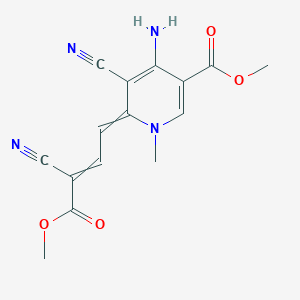 molecular formula C15H14N4O4 B13791550 Methyl 4-amino-5-cyano-6-(3-cyano-4-methoxy-4-oxobut-2-enylidene)-1-methylpyridine-3-carboxylate 