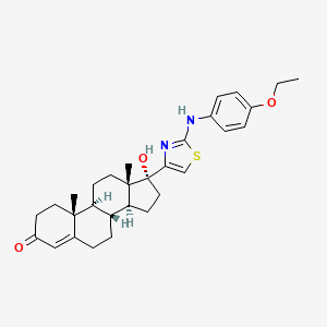 molecular formula C30H38N2O3S B13791562 17-beta-(2-(p-Ethoxyanilino)-4-thiazolyl)-17-alpha-hydroxyandrost-4-en-3-one CAS No. 98274-62-5