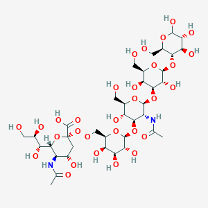 molecular formula C37H62N2O30 B13791574 D-Glucose,o-(N-acetyl-a-neuraminosyl)-(2(R)6)-O-[b-D-galactopyranosyl-(1(R)3)]-O-2-(acetylamino)-2-Deoxy-b-d-glucopyranosyl-(1(R)3)-O-b-D-galactopyranosyl-(1(R)4)- 