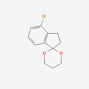 molecular formula C12H13BrO2 B13791625 4-Bromo-1,1-(propylenedioxo)-indane CAS No. 908334-05-4
