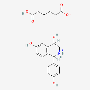 molecular formula C21H25NO7 B13791694 1,2,3,4-Tetrahydro-1-(4-hydroxyphenyl)-4,6-isoquinolinediol hexanedioate CAS No. 93203-03-3